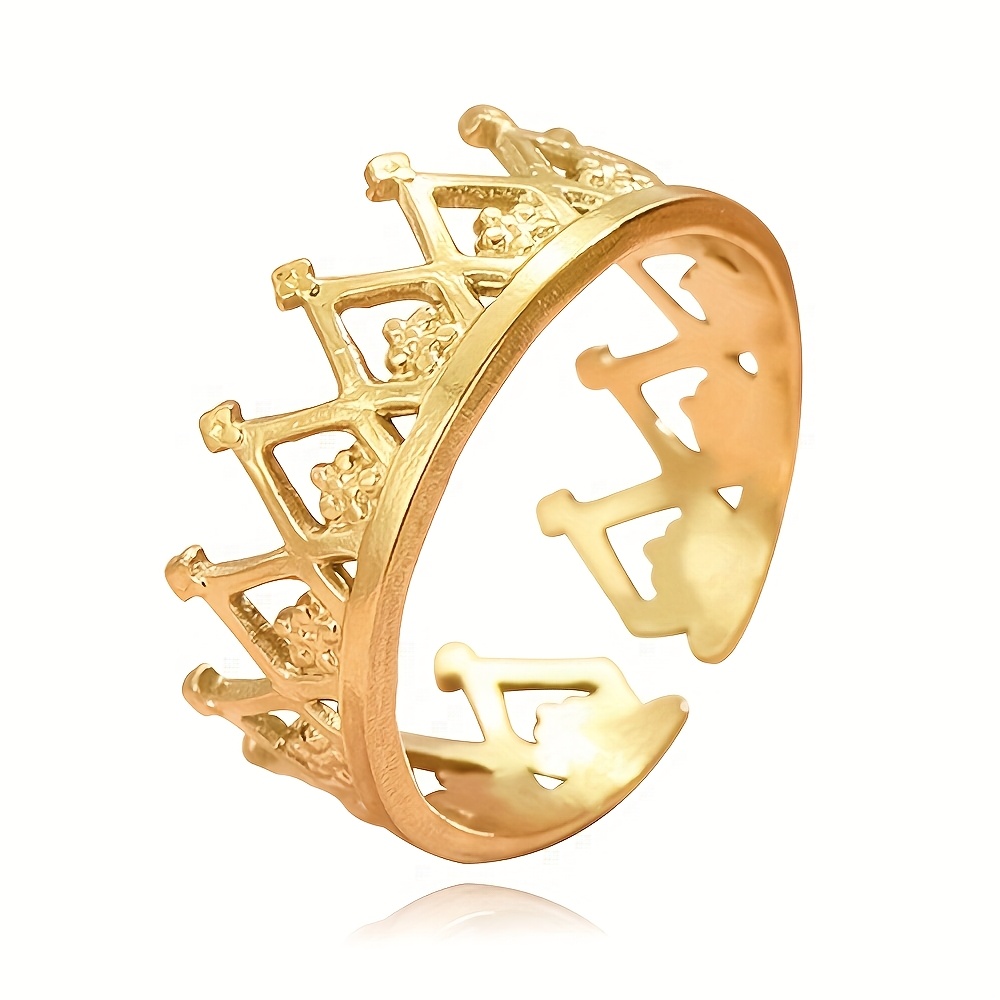 Stylish Minimalist Crown Stainless Steel Open Ring
